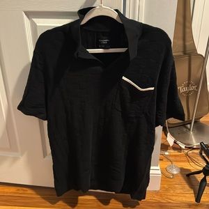 Abercrombie Johnny Collar sweater polo in black
